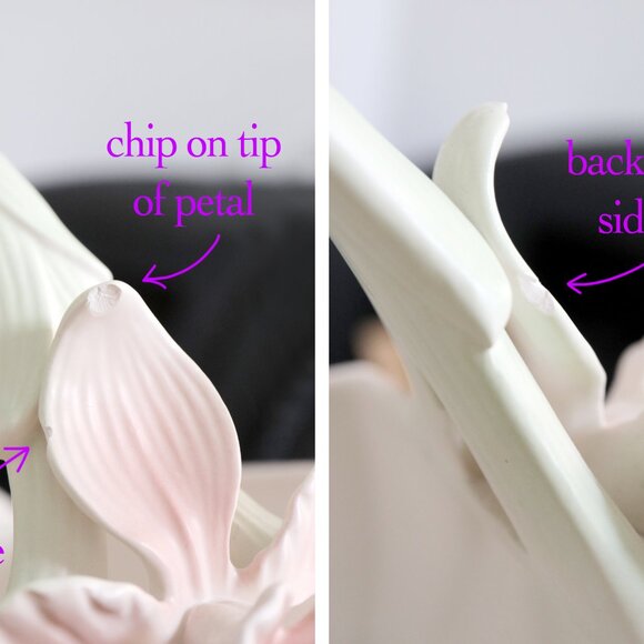 AS IS - REPAIRED Vintage Pink Iris Basket by Fitz & Floyd 1982, Easter Basket - Picture 9 of 10